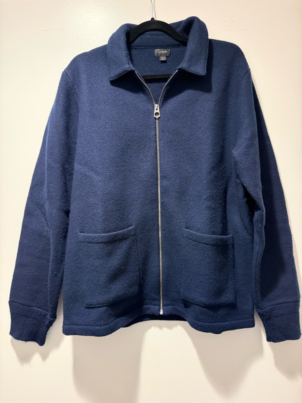 J. Crew Navy Zip Front Sweater, Men’s L